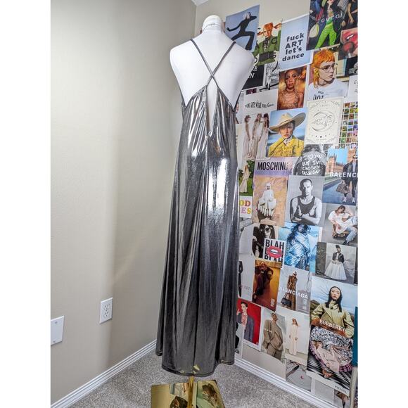 Vintage Silver Metallic Maxi Dress - Picture 4 of 6